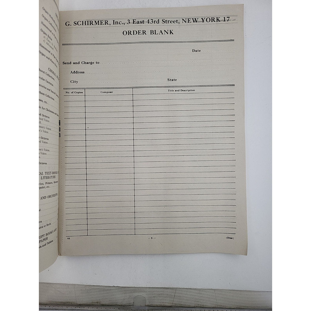 Schirmer's Mail Order Catalog