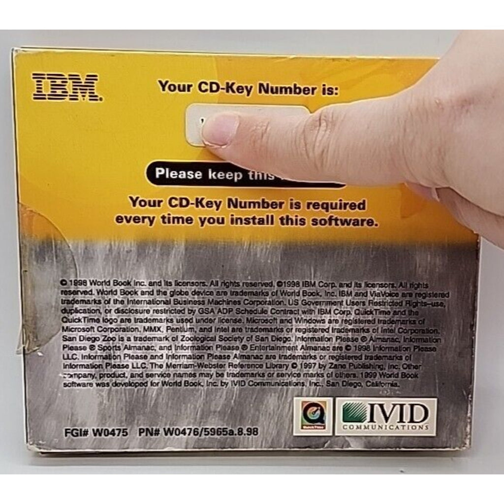 1999 World Book Family Reference Suite IBM CD ROM History Science MISSING DISC 1