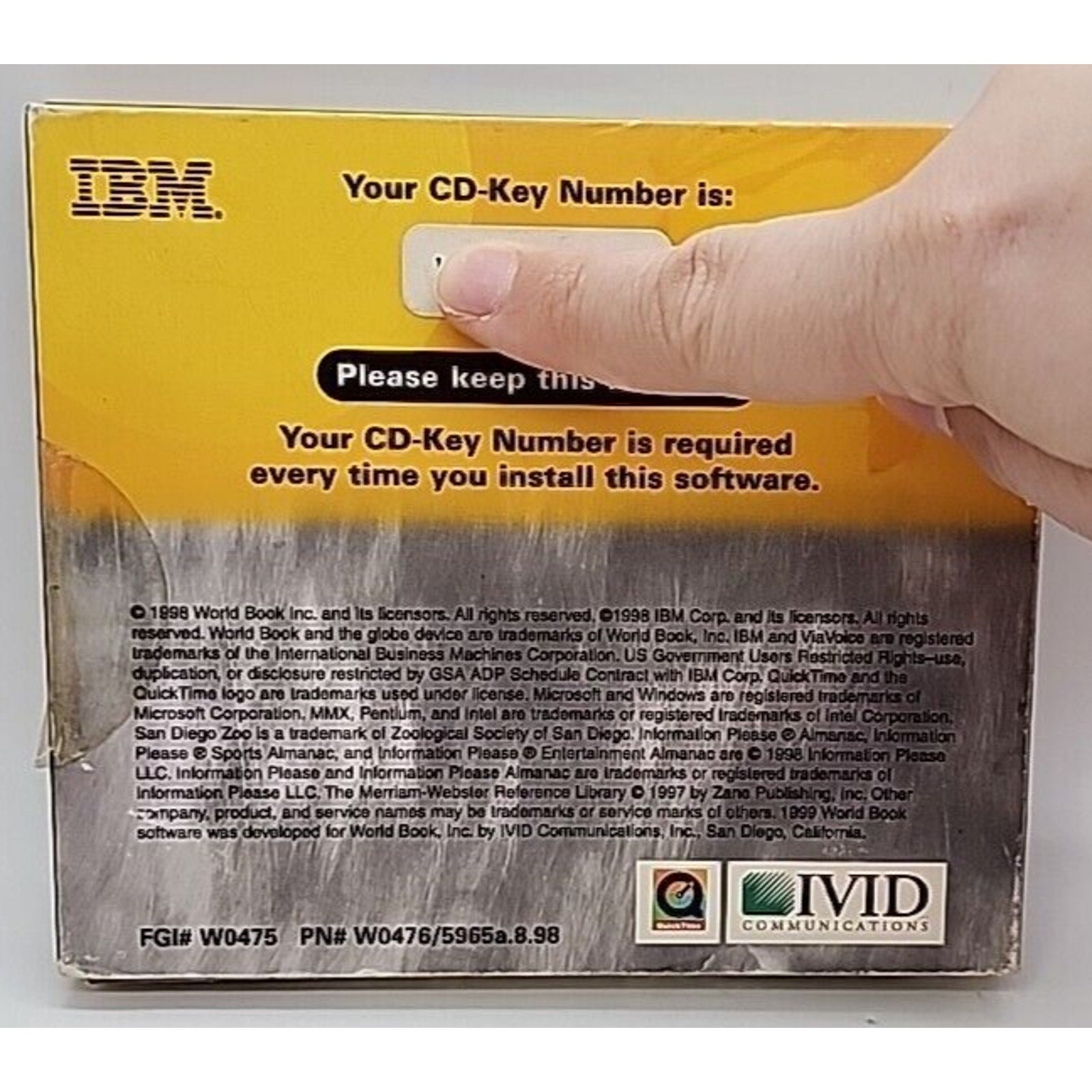 1999 World Book Family Reference Suite IBM CD ROM History Science MISSING DISC 1
