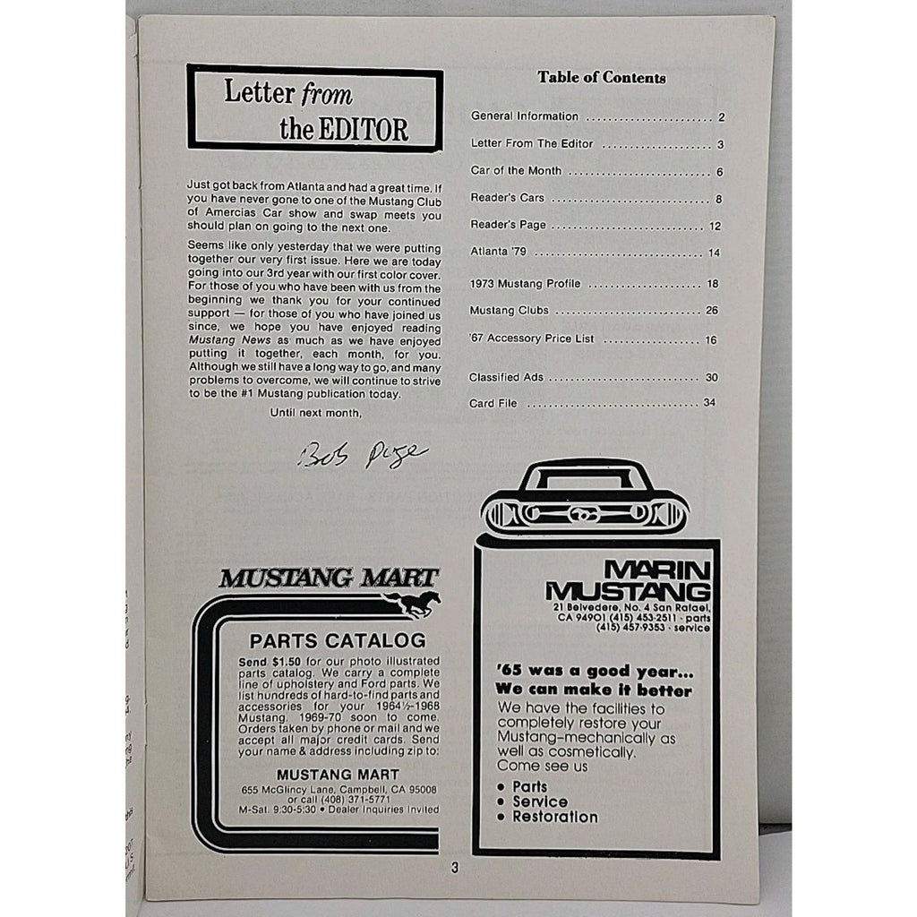 Mustang News Magazine - October 1979 - Vol. 3 No. 1