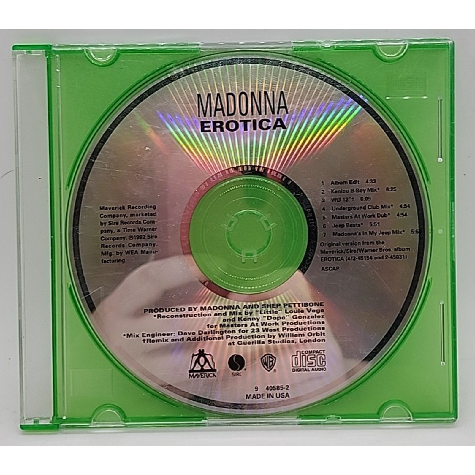 Erotica by Madonna (CD ONLY)