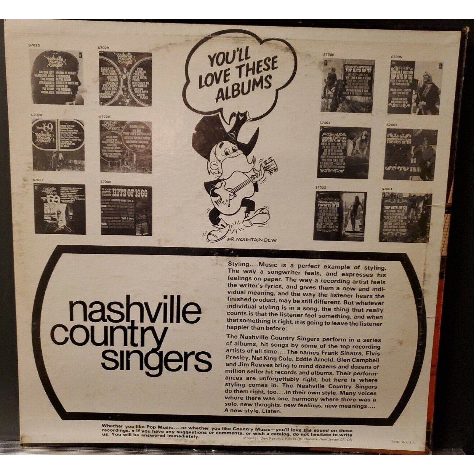 Nashville Country Singers Country Gold Hits MOUNTAIN DEW RECORDS S-7033