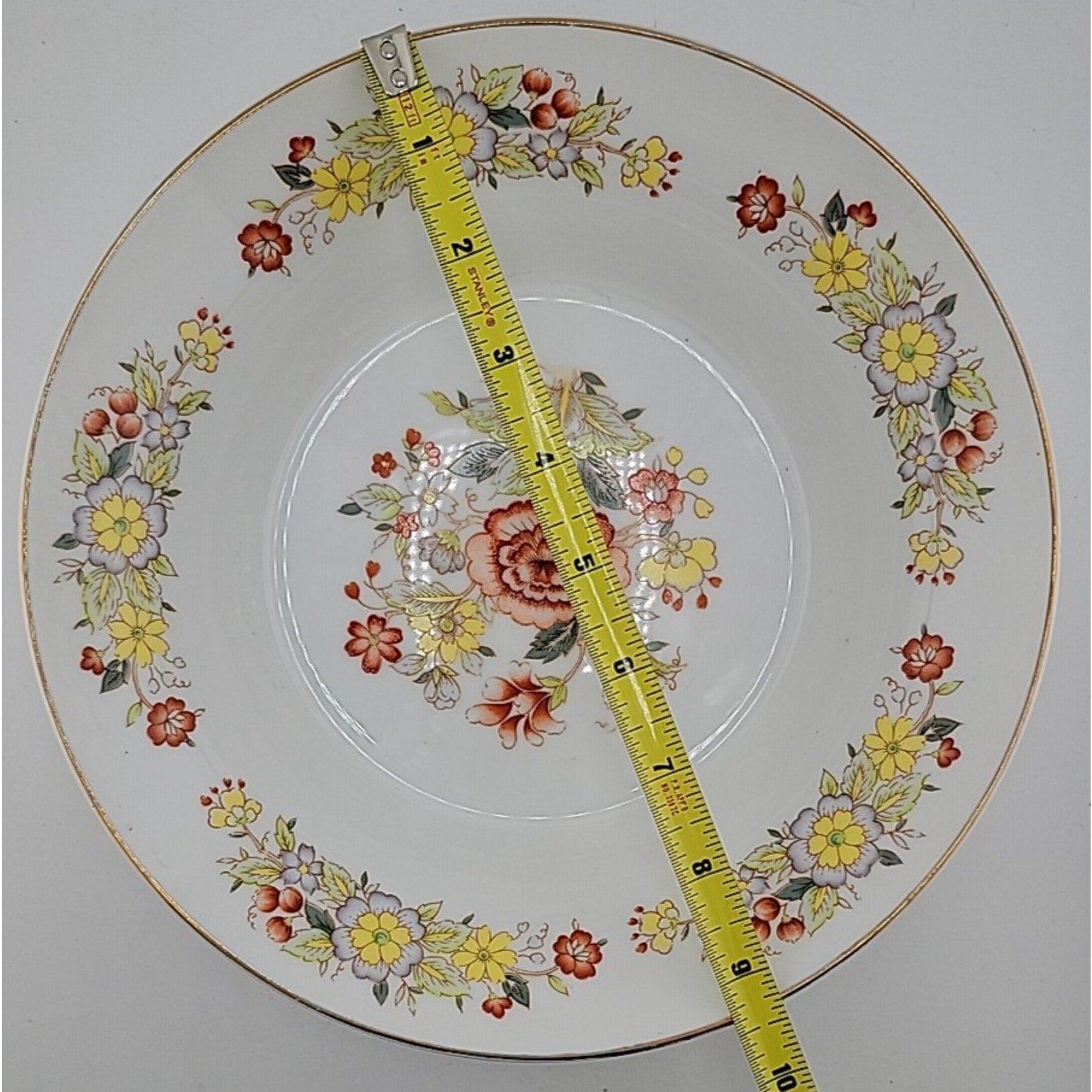 Vintage Floral Ceramic Serving Bowl - Yellow & Orange Flower Pattern