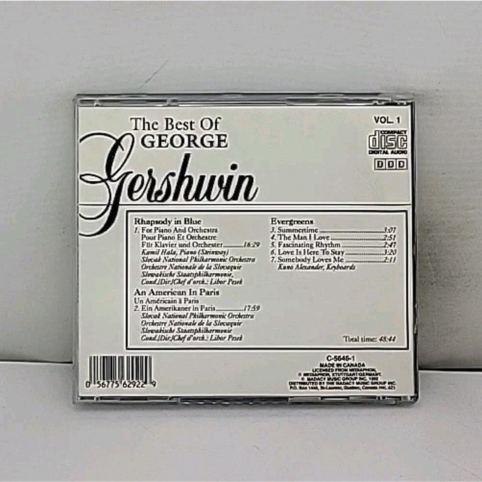 The Best of George Gershwin, Vol. 1 by George Gershwin (CD, 1992, Madacy)