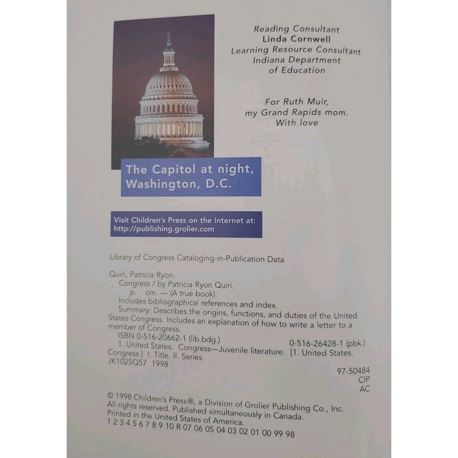 Congress by Patricia Ryon Quiri (1998, Hardcover)