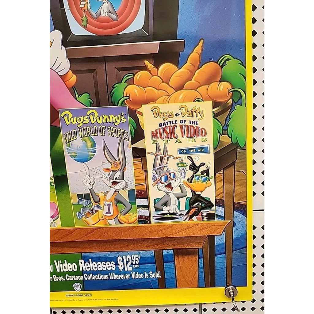 1991 Looney Tunes Bugs Bunny Warner Home Video Store Promo Poster 18x24