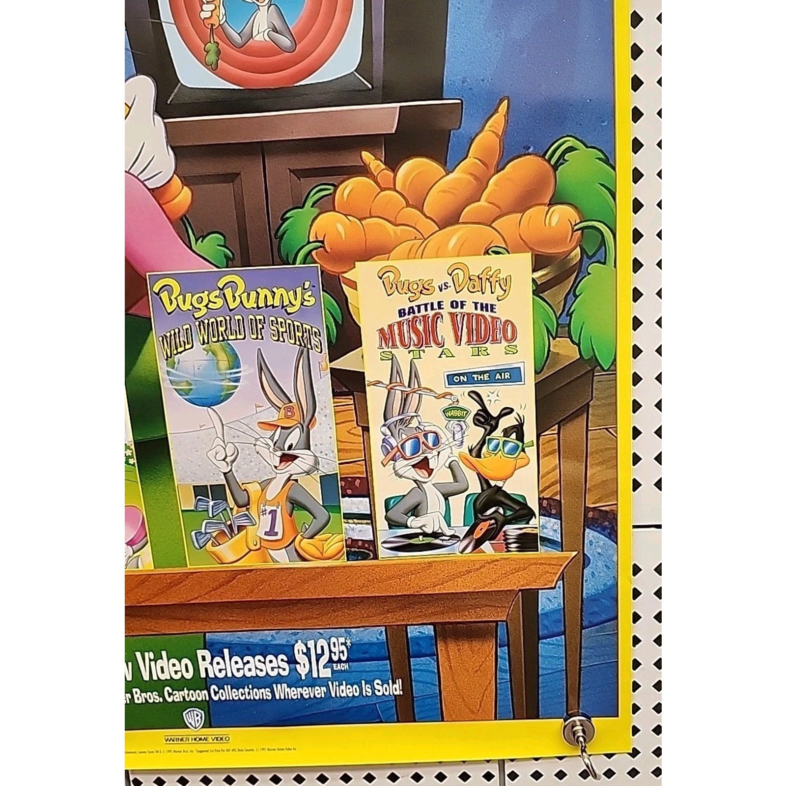 1991 Looney Tunes Bugs Bunny Warner Home Video Store Promo Poster 18x24