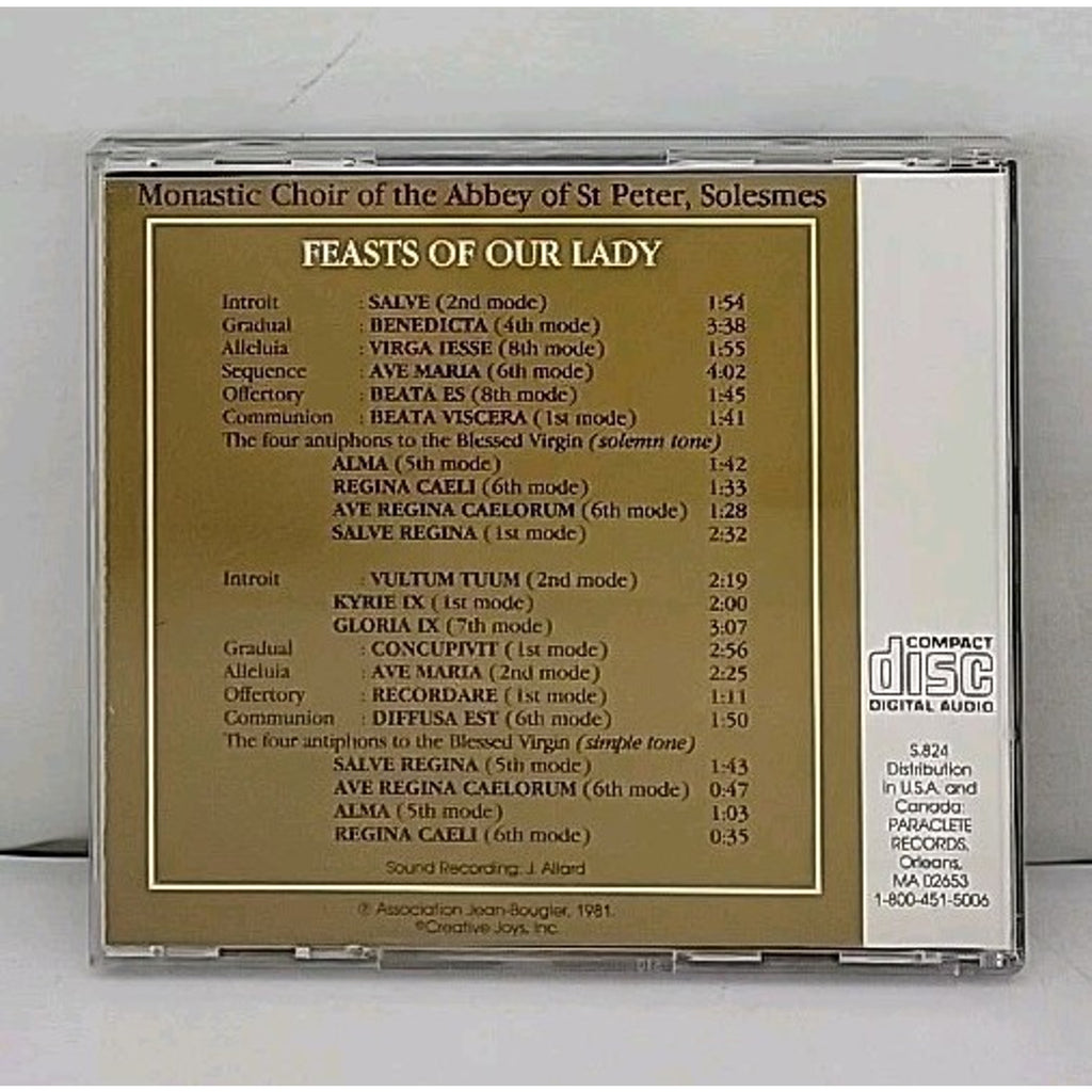 CD: Feasts of Our Lady Gregorian Chant by The Monks of Solesmes