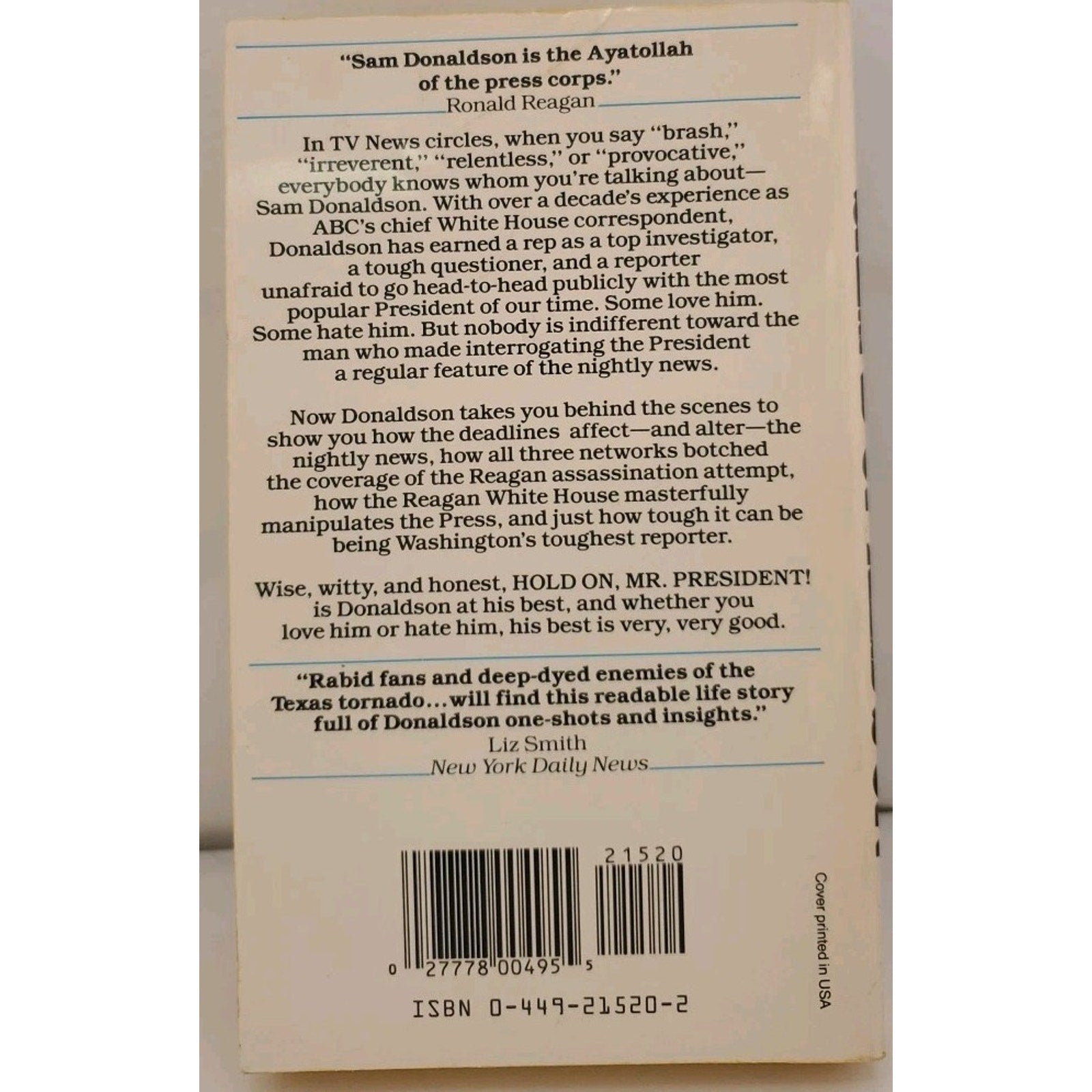 Hold On, Mr. President Donaldson Jr Paperback Book Sam Donaldson