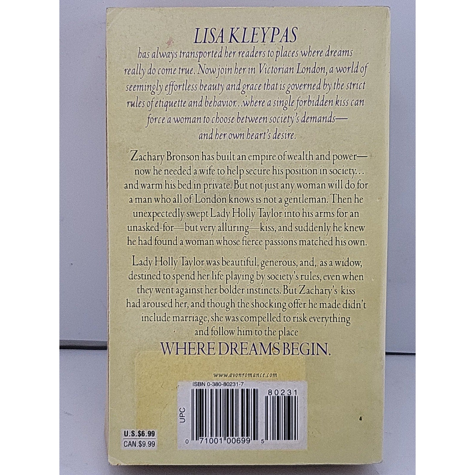 Where Dreams Begin by Lisa Kleypas (2000, Mass Market) 1st Edition Stepback