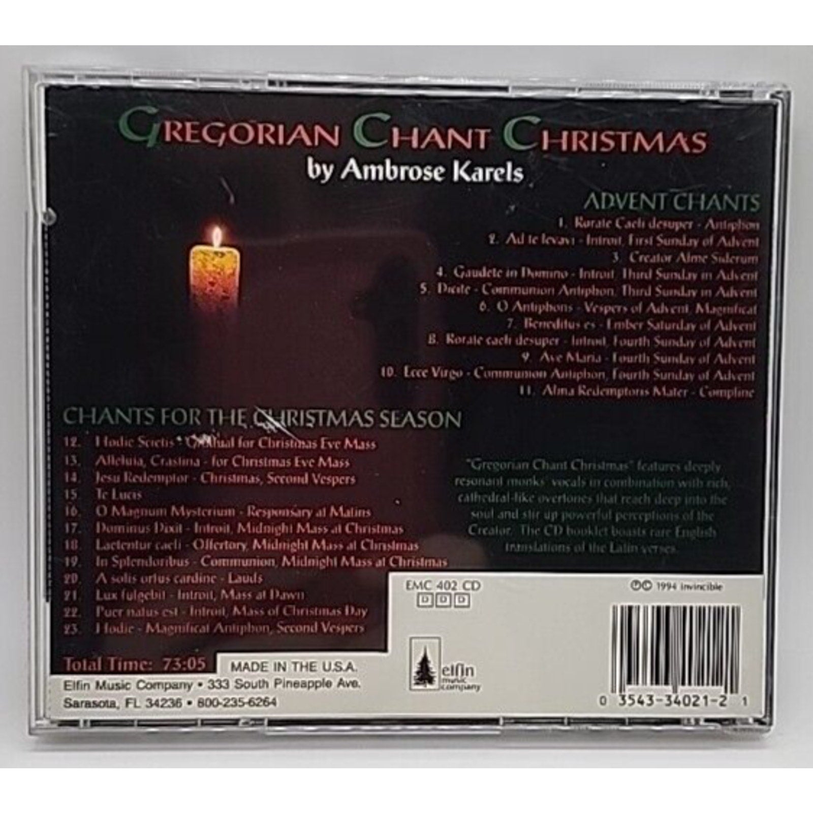 Gregorian Chant Christmas by Ambrose Karels (CD, Nov-1999, Elfin Music)