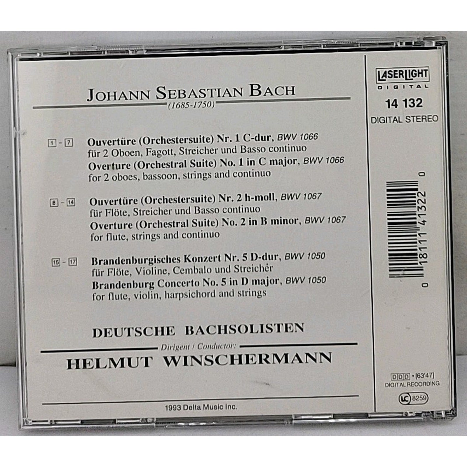 Overture 1/2/Brandenburg Con 5 by J.S. Bach (CD, 1993)