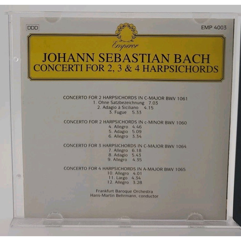 JoHann Sebastian Bach Concerti 2,3 & 4 (CD) Harpsichords 1993