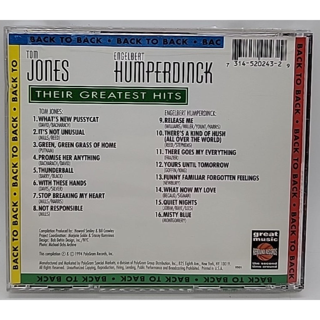 Greatest Hits by Jones, Tom / Humperdinck, Engelbert (CD, 1995)