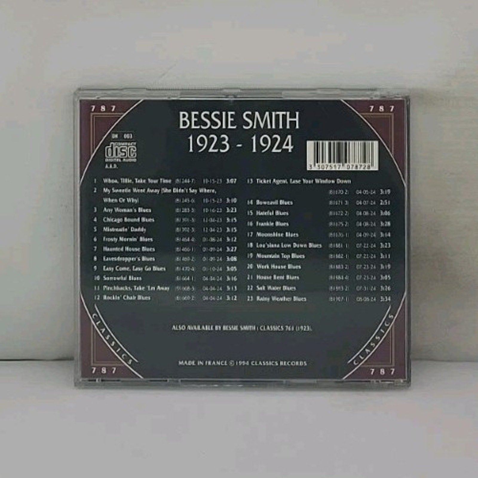 1923-1924 by Bessie Smith (CD, Nov-1994, Classics)