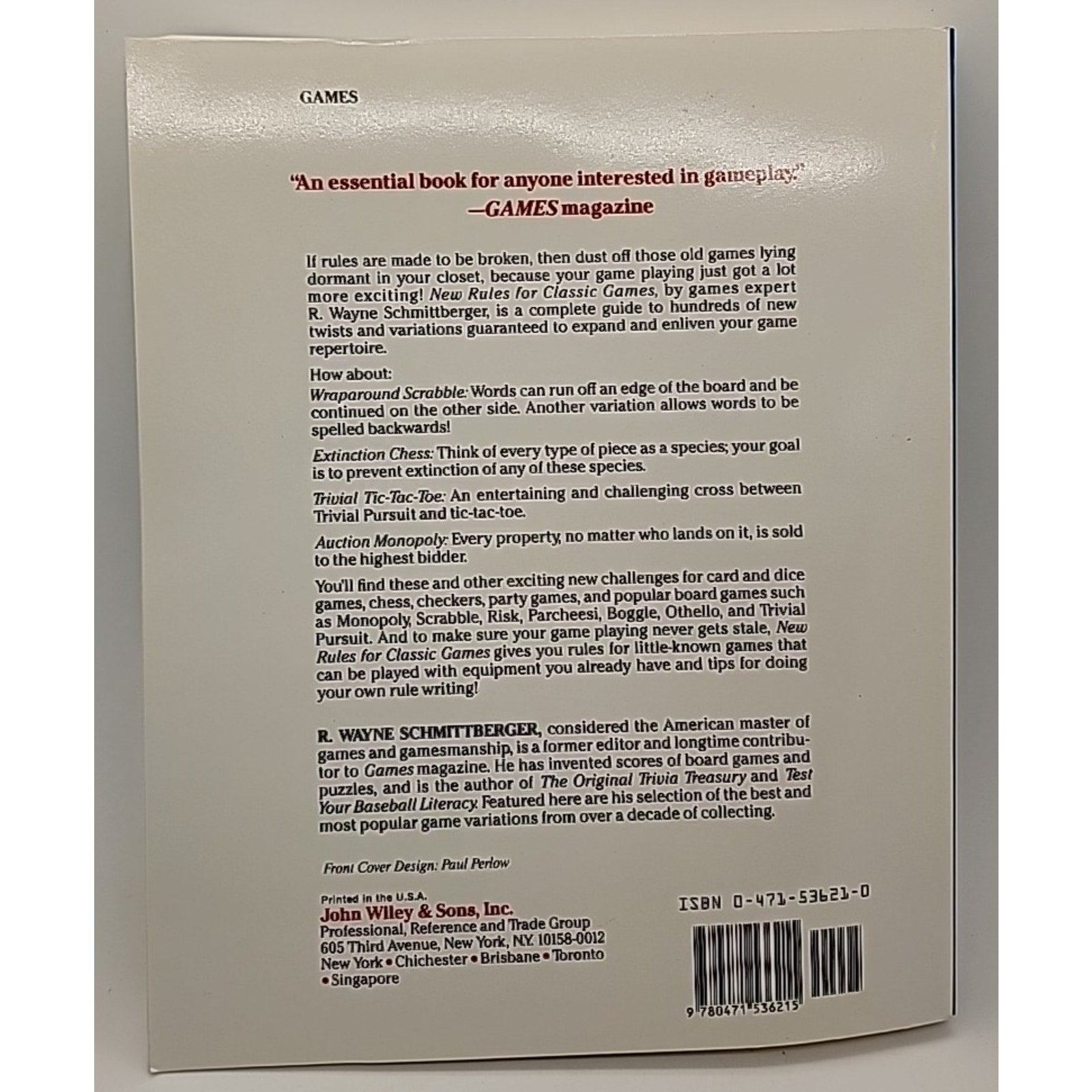 New Rules for Classic Games by R. Wayne Schmittberger (1992, Trade Paperback)