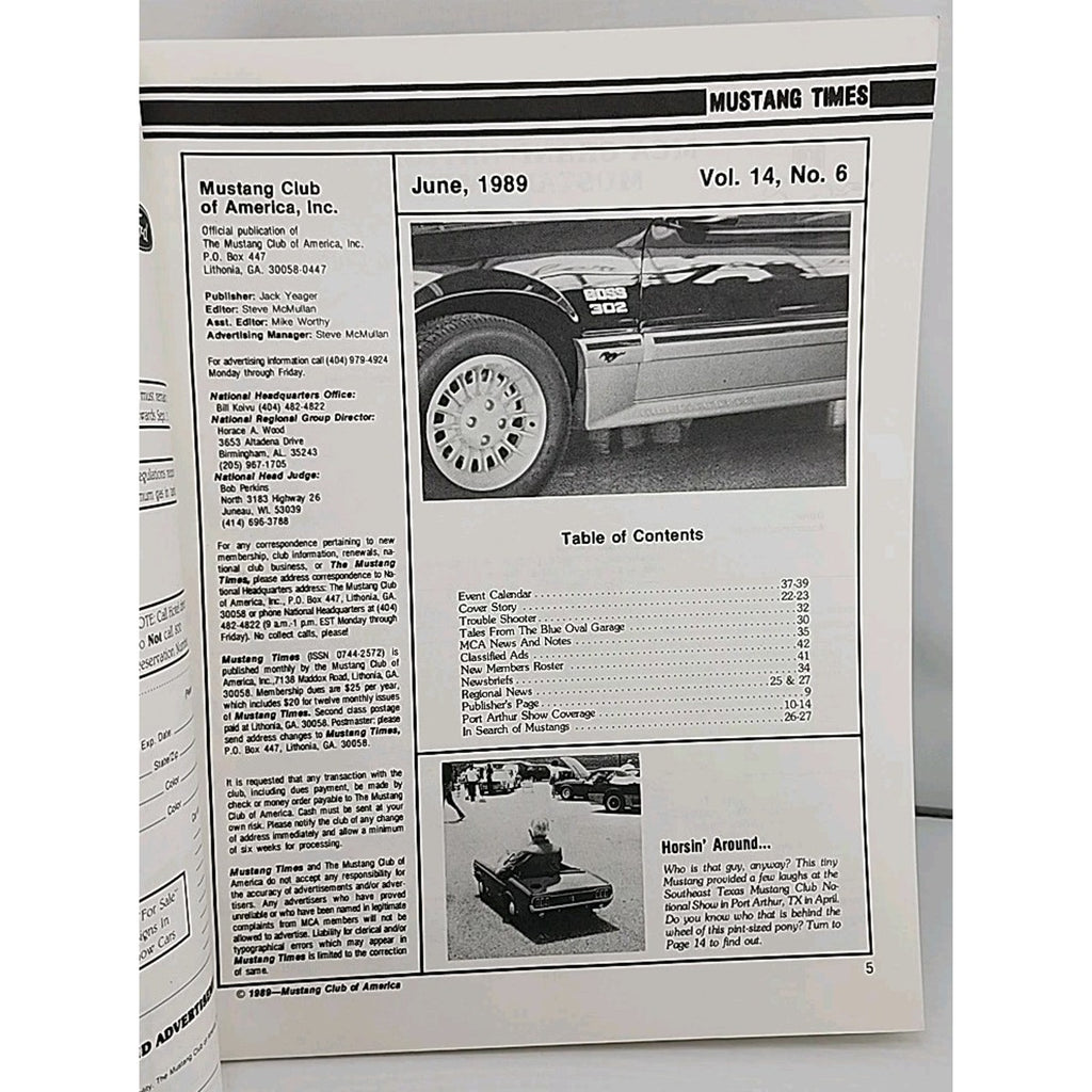 Mustang Times Volume 13 No 6 June 1989