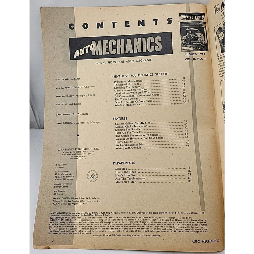 Auto Mechanics Magazine August 1956