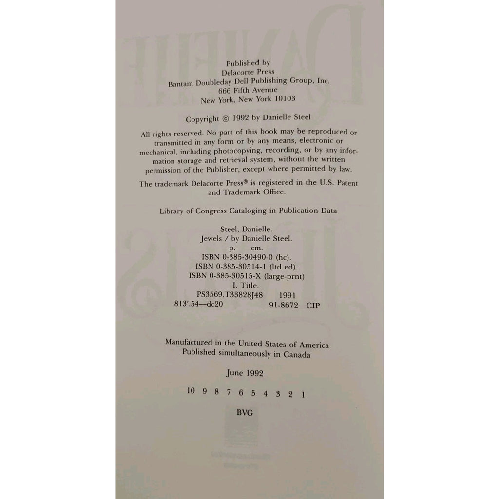 Jewels by Danielle Steel (1992, Hardcover)