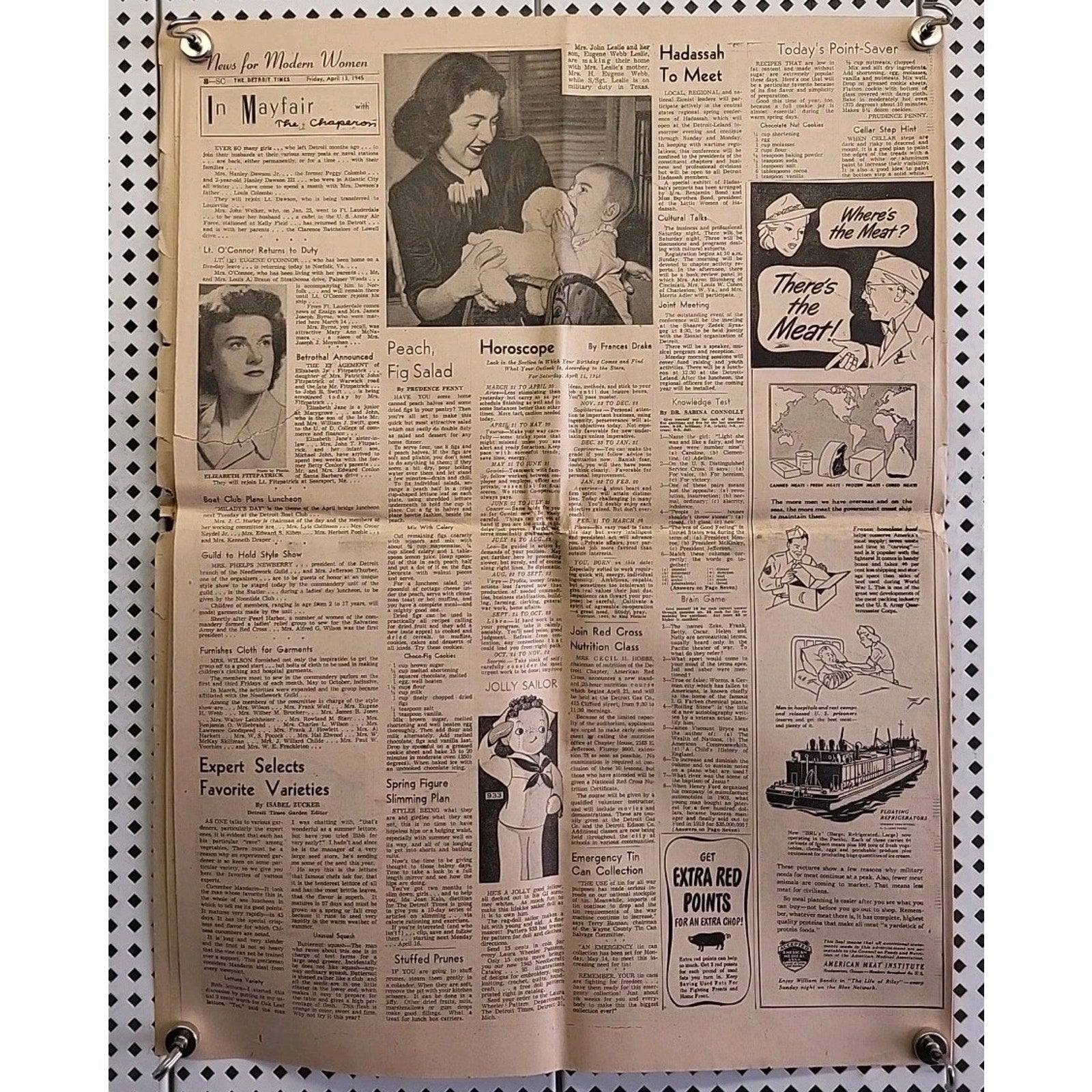 Detroit Times Newspaper: Truman Now President - April 13 1945 - 45th Year No.195