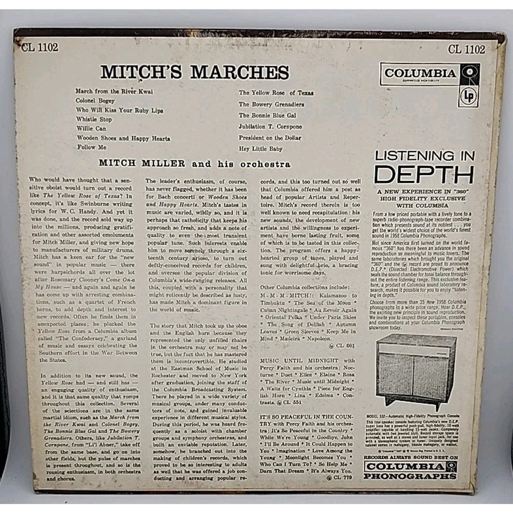 Mitch Miller And His Orchestra – Mitch's Marches Vinyl LP Columbia – CL 1102