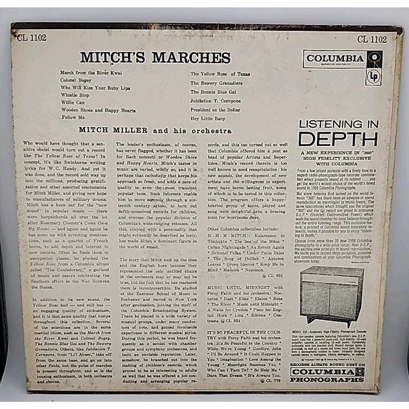 Mitch Miller And His Orchestra – Mitch's Marches Vinyl LP Columbia – CL 1102
