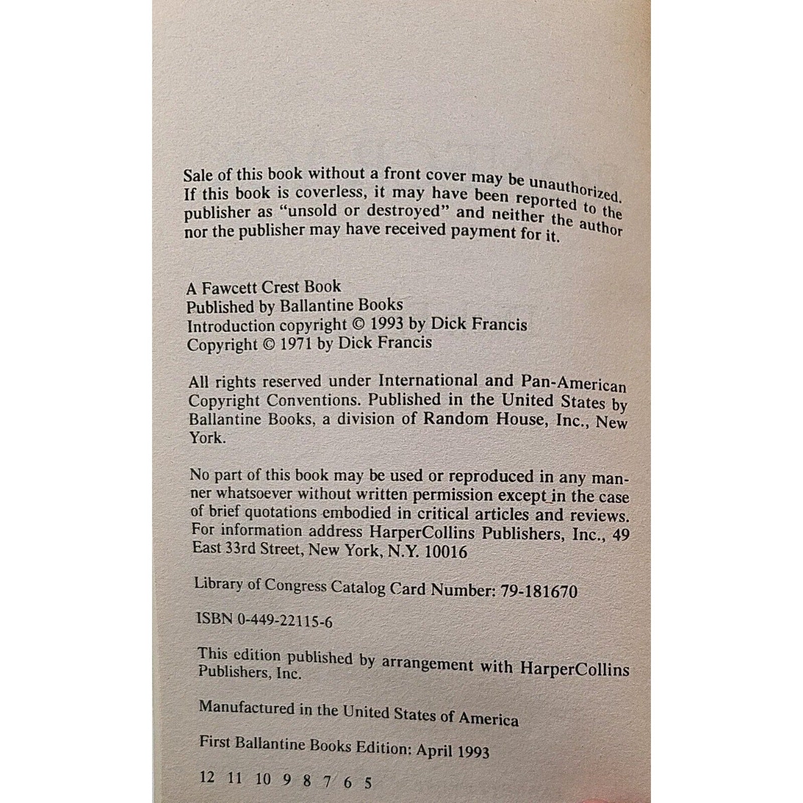 Bonecrack by Dick Francis (1993, Mass Market)