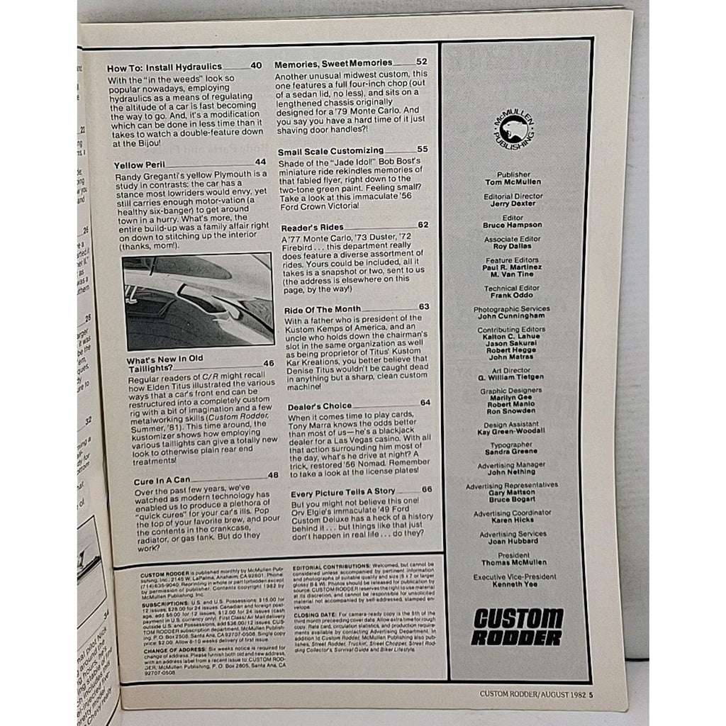 Custom Rodder Magazine - August 1982