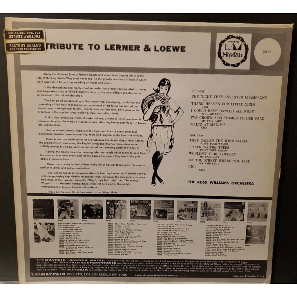 A Tribute to Lerner & Loewe- The Russ Williams Orchestra Vinyl LP Album Record