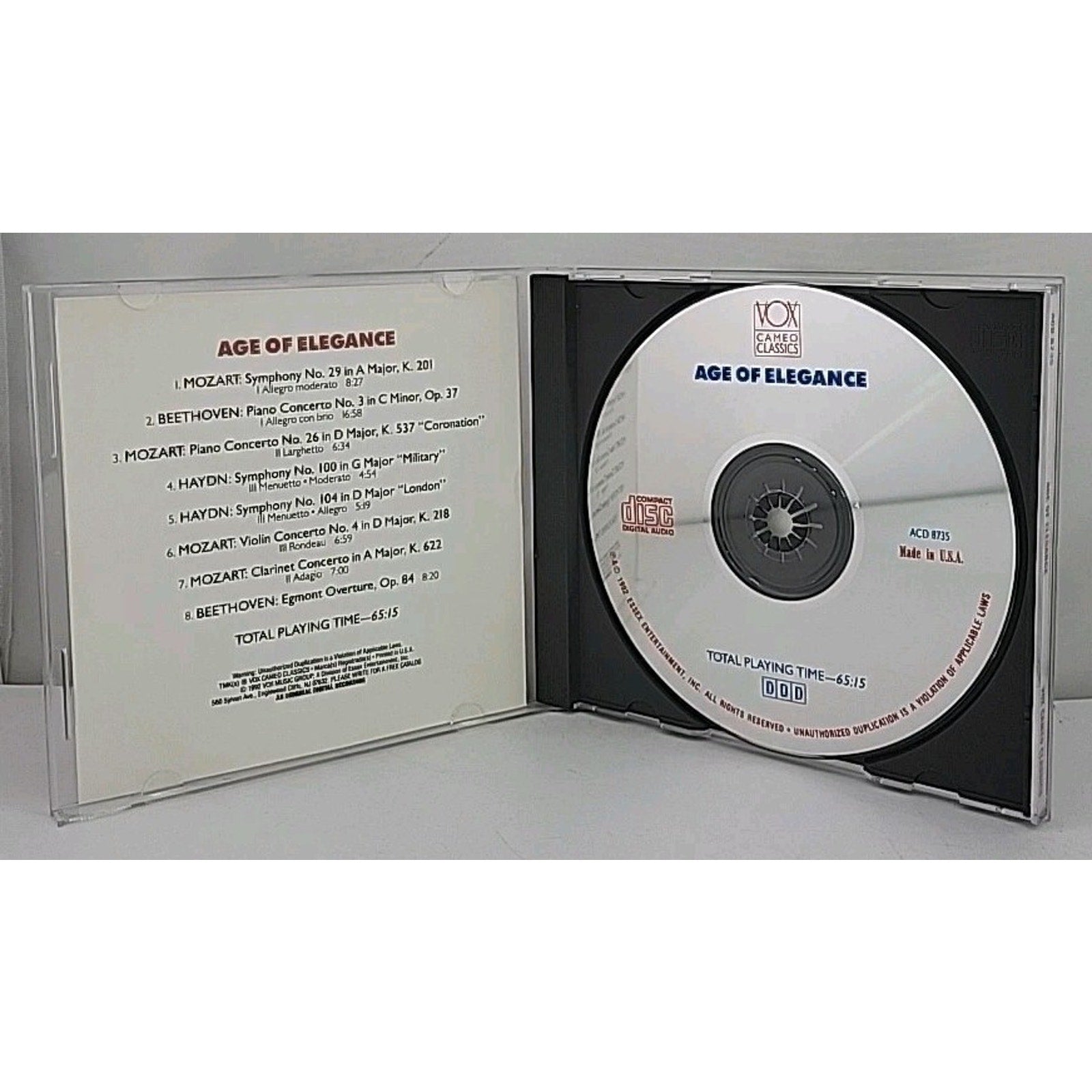 Age of Elegance CD Mozart Beethoven Haydn Vox Cameo Classics