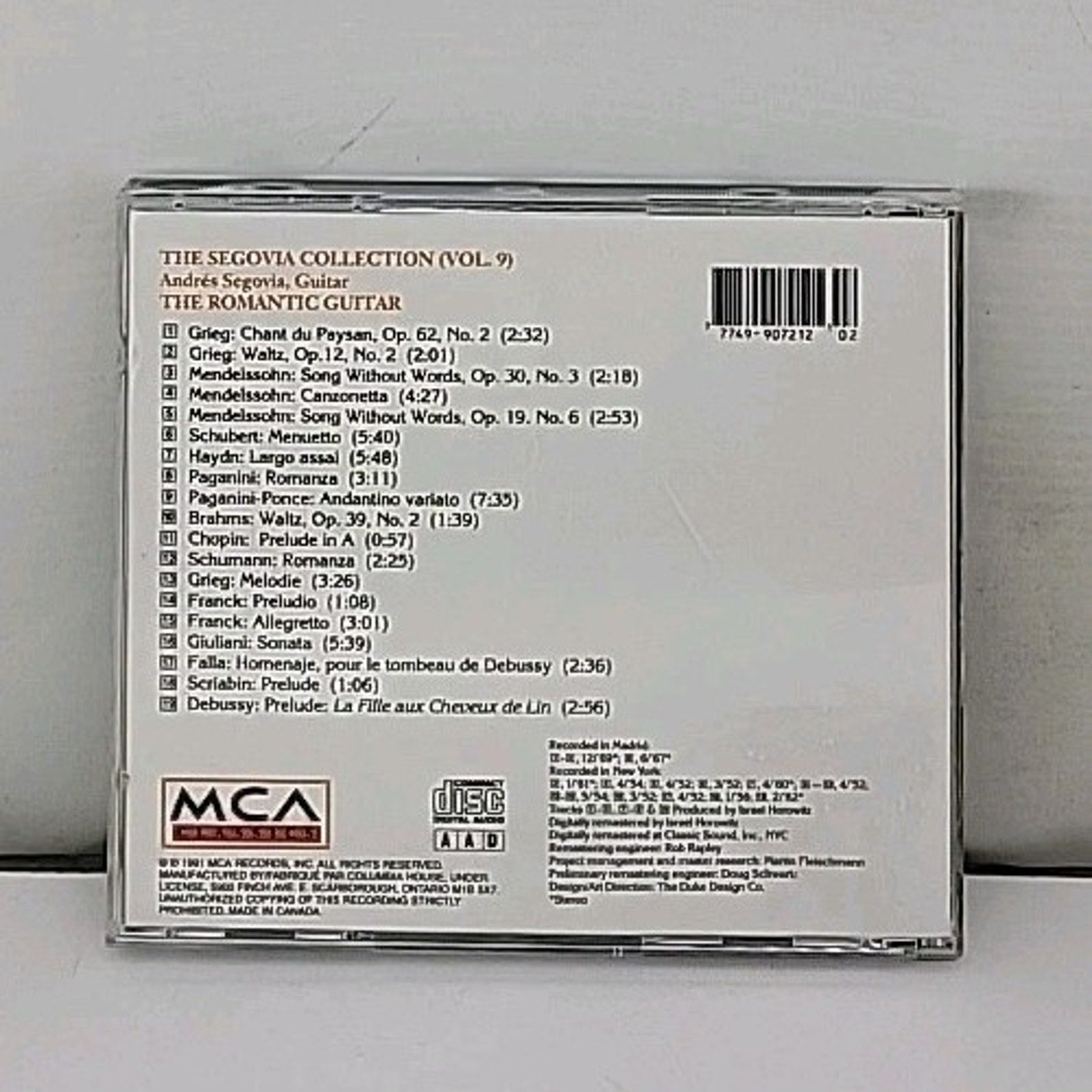 The Legendary Andres Segovia - The Romantic Guitar (CD)