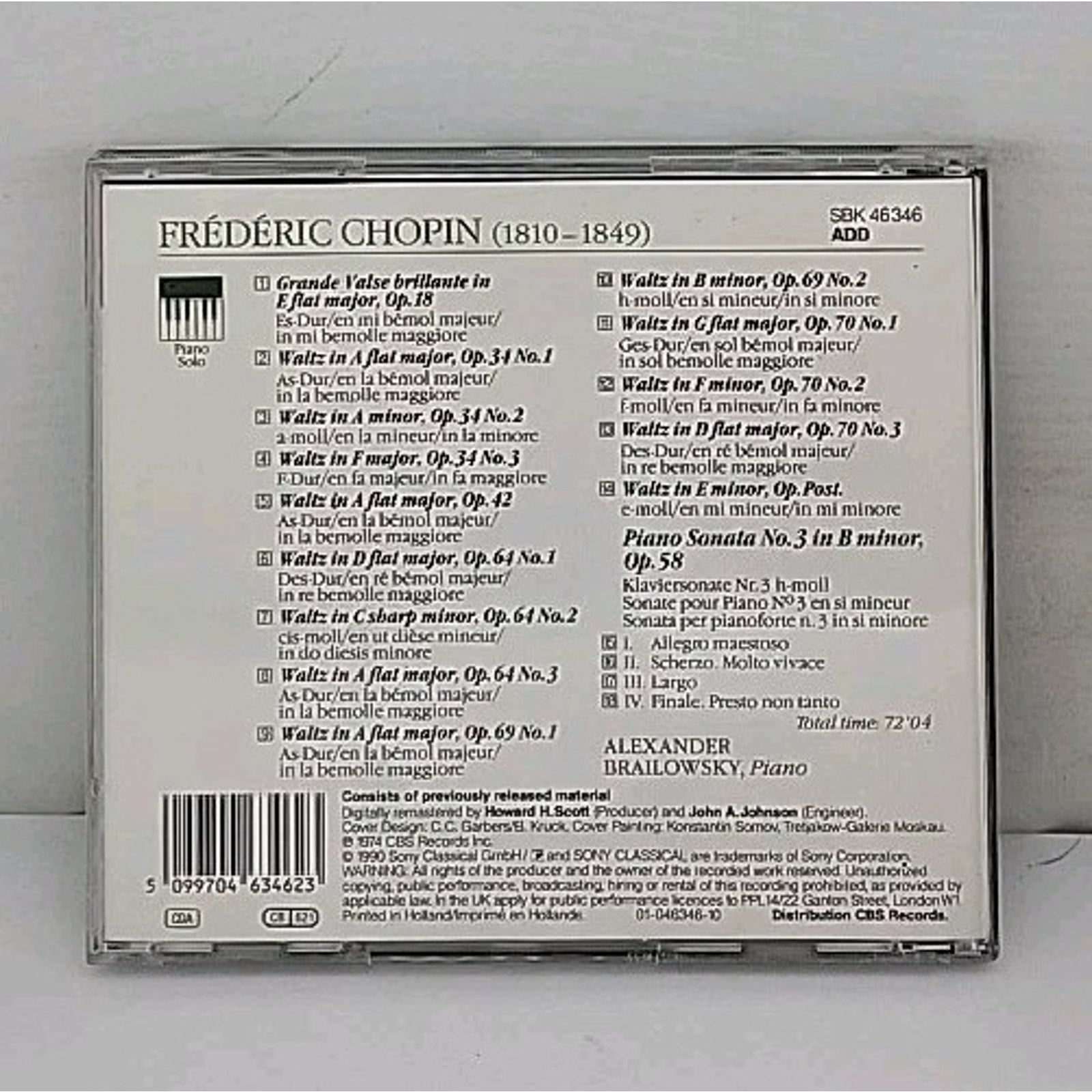 Chopin: 14 Waltzes; Piano Sonata No.3; Alexander Brailowsky (CD, 1991, Sony)
