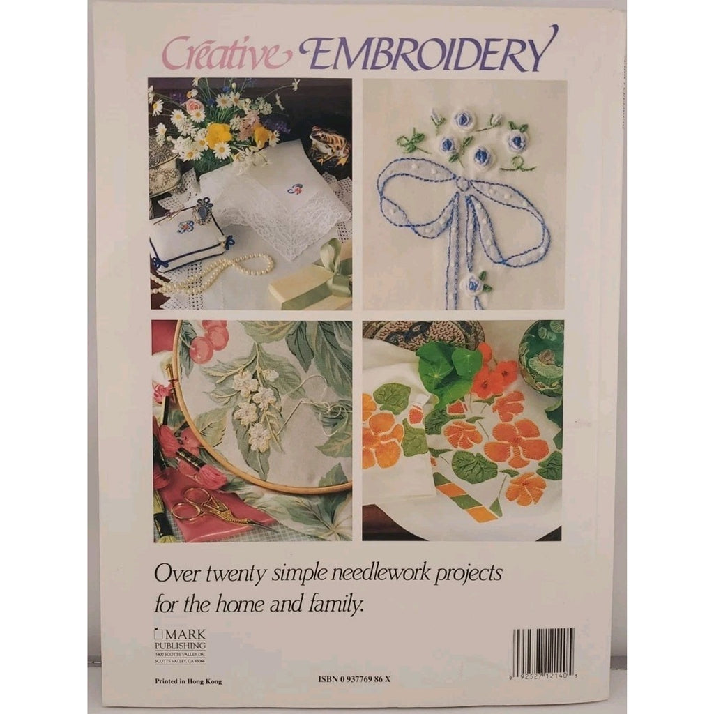Creative Embroidery Pattern Book w/ Transfers - 64 pages ©1991 # 12140 Mark Pub