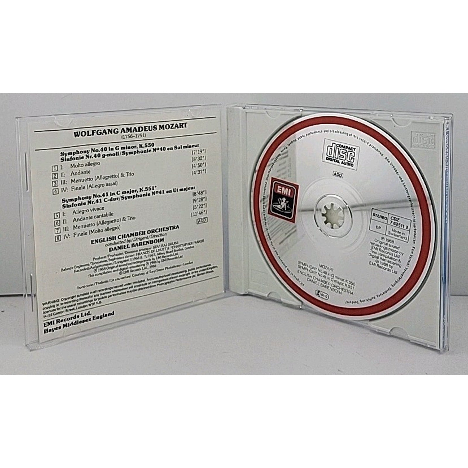 Mozart - Symphonies - Sinfonien 40 & 41 "Jupiter" - Daniel Barenboim CD