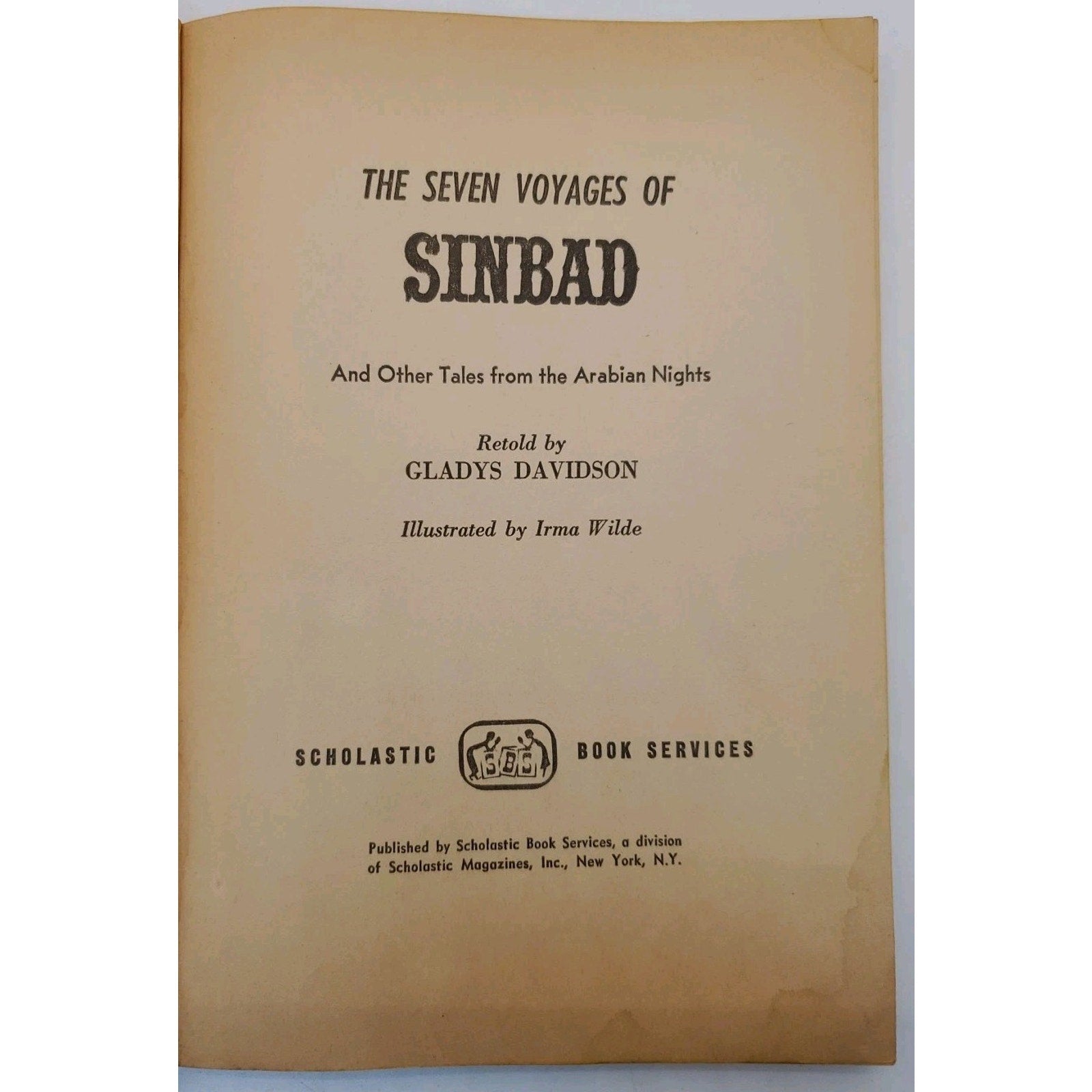 The Seven Voyages Of Sinbad retold by Gladys Davidson Scholastic Book Sept 1965