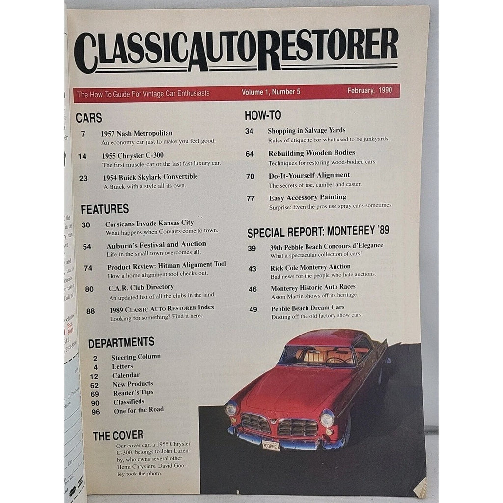 Classic Auto Restorer Magazine - February 1990 - Volume 1 Number 5