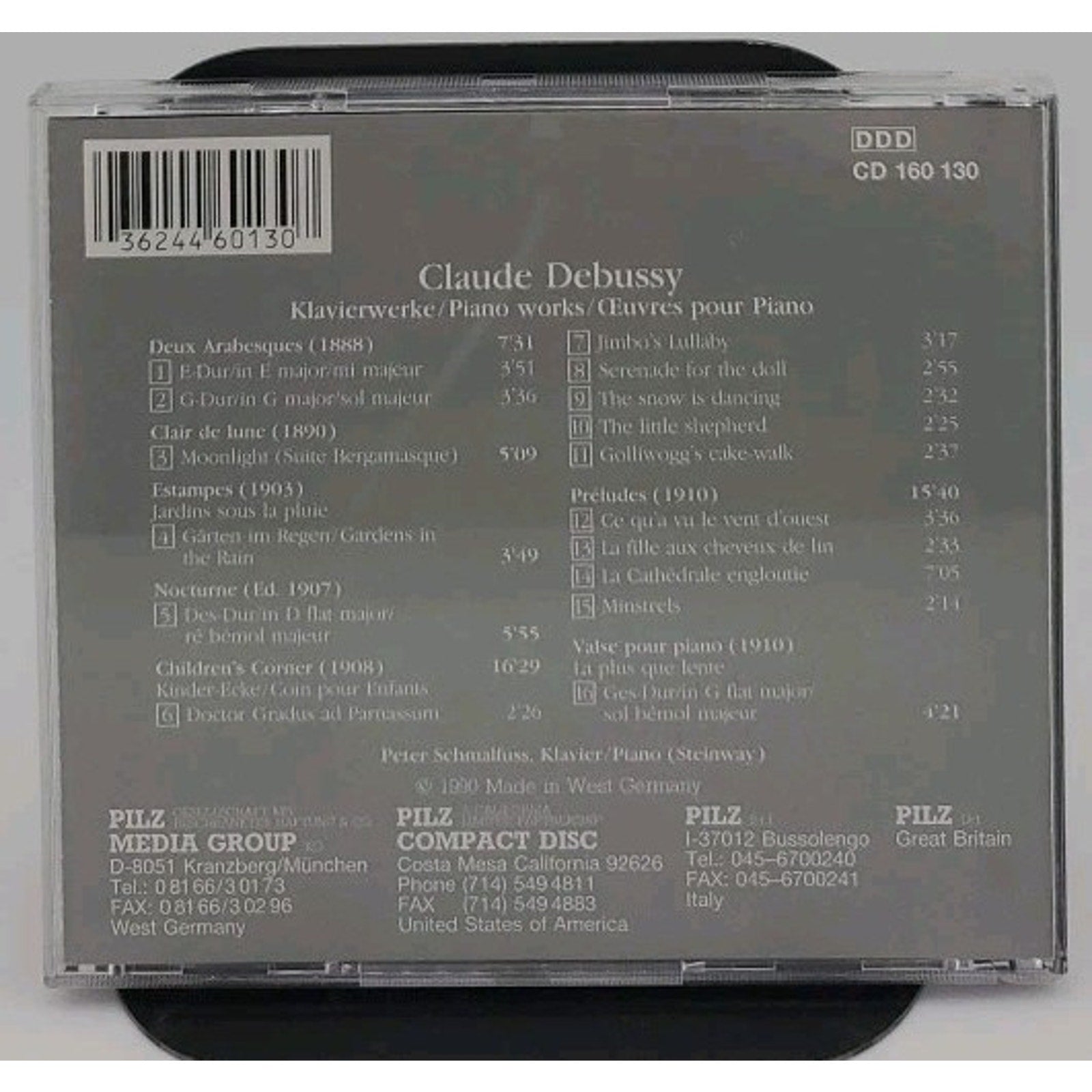 Vienna Master Series Claude Debussy : Oeuvres Pour (CD)