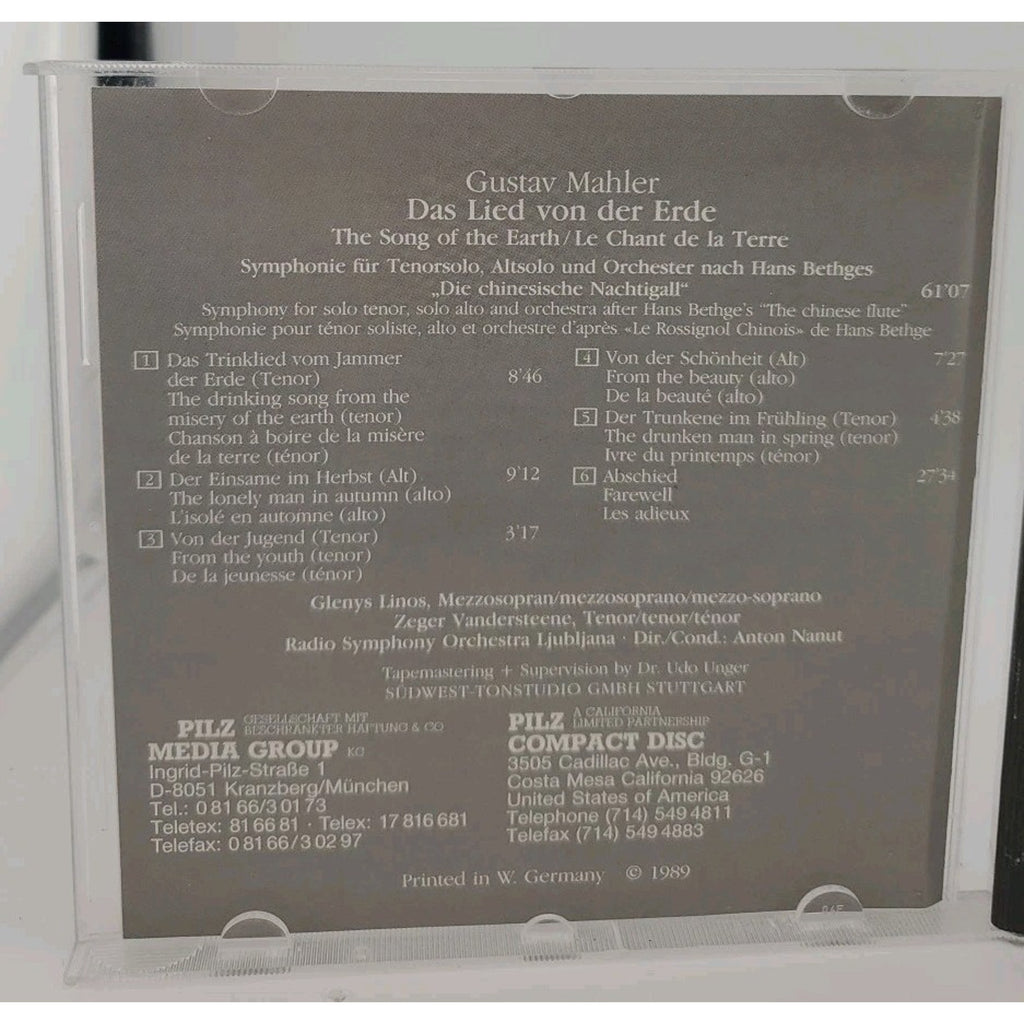 Vienna Master Series Das Lied Von Der Erde CD 1990-05-28 - Pilz Music