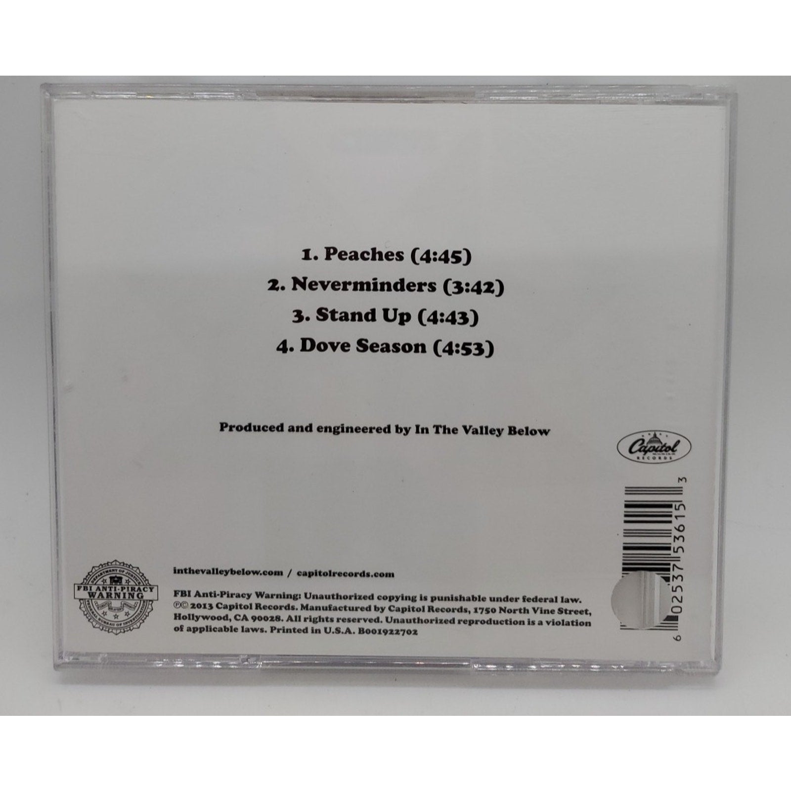 Peaches - In The Valley Below - EP Promo CD 2013 Capitol Records 4 Songs