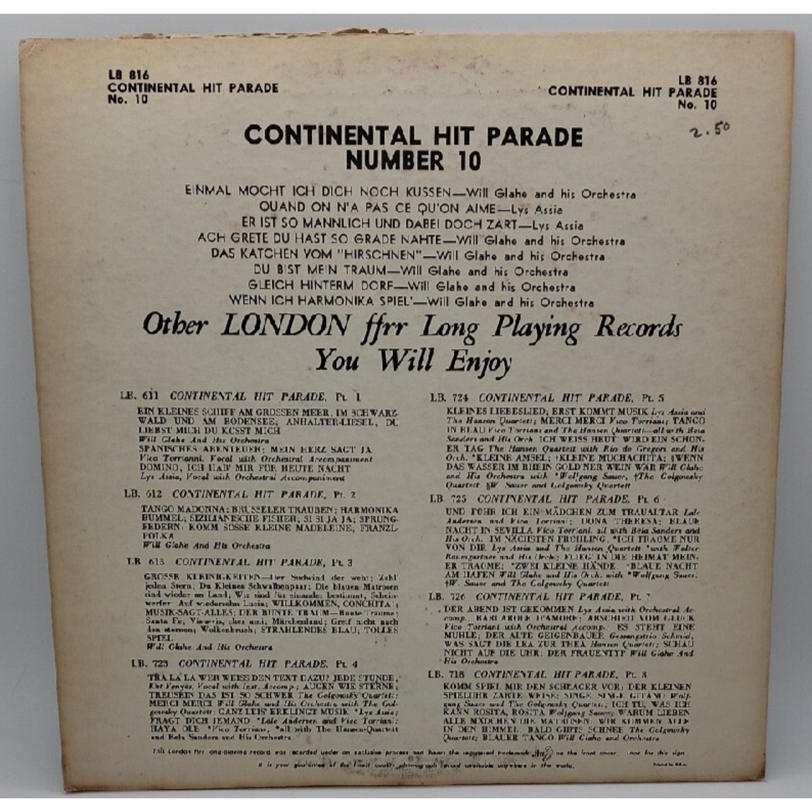 Continental Hit Parade No. 10 Record