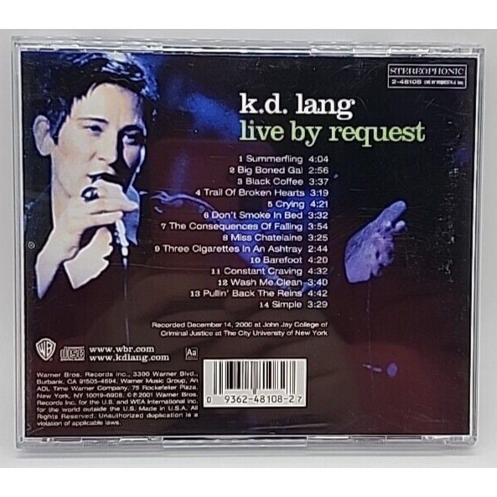 Live by Request by K.D. Lang (CD, Aug-2001, Warner Bros.)