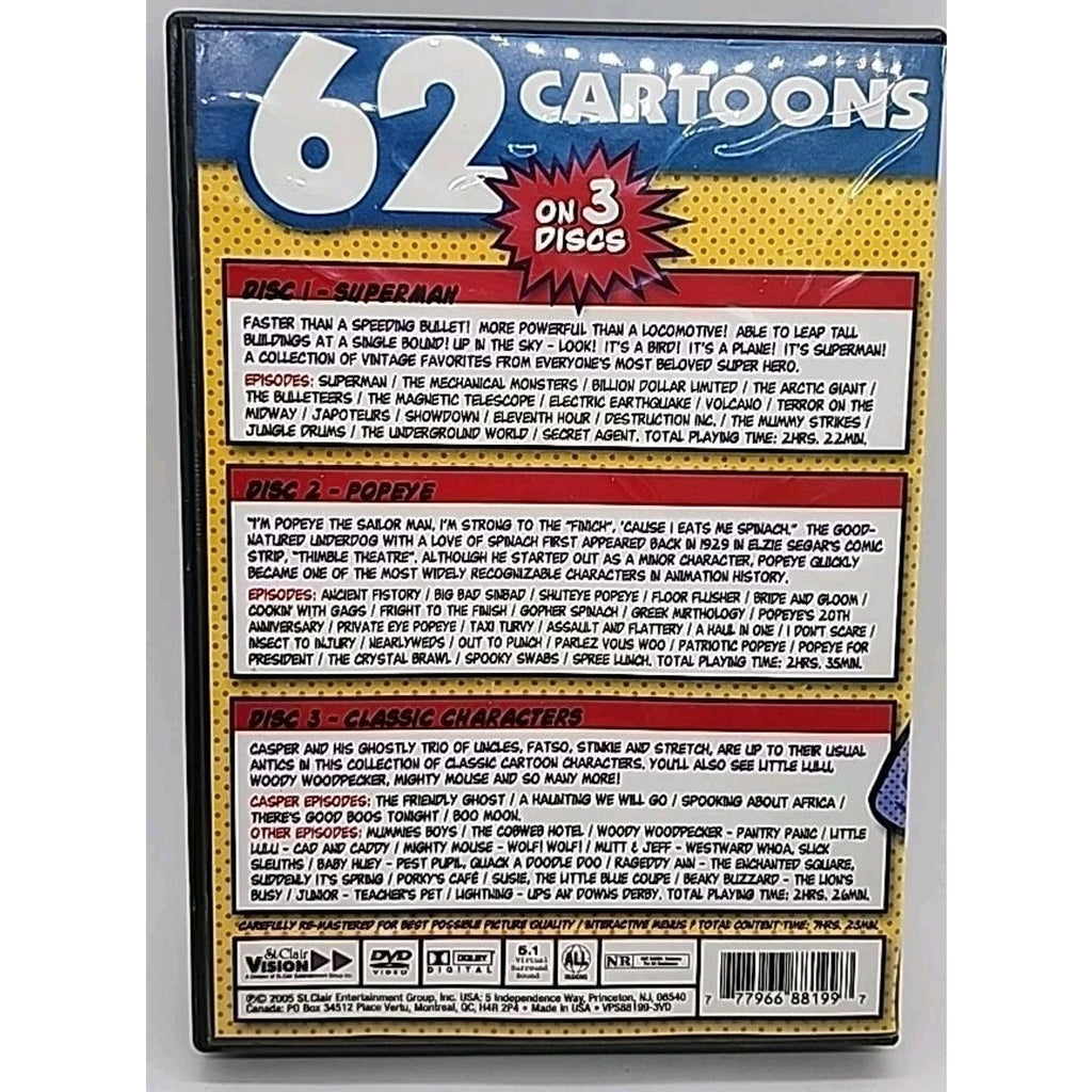 62 Classic Cartoon Favorites (DVD) Missing Popeye