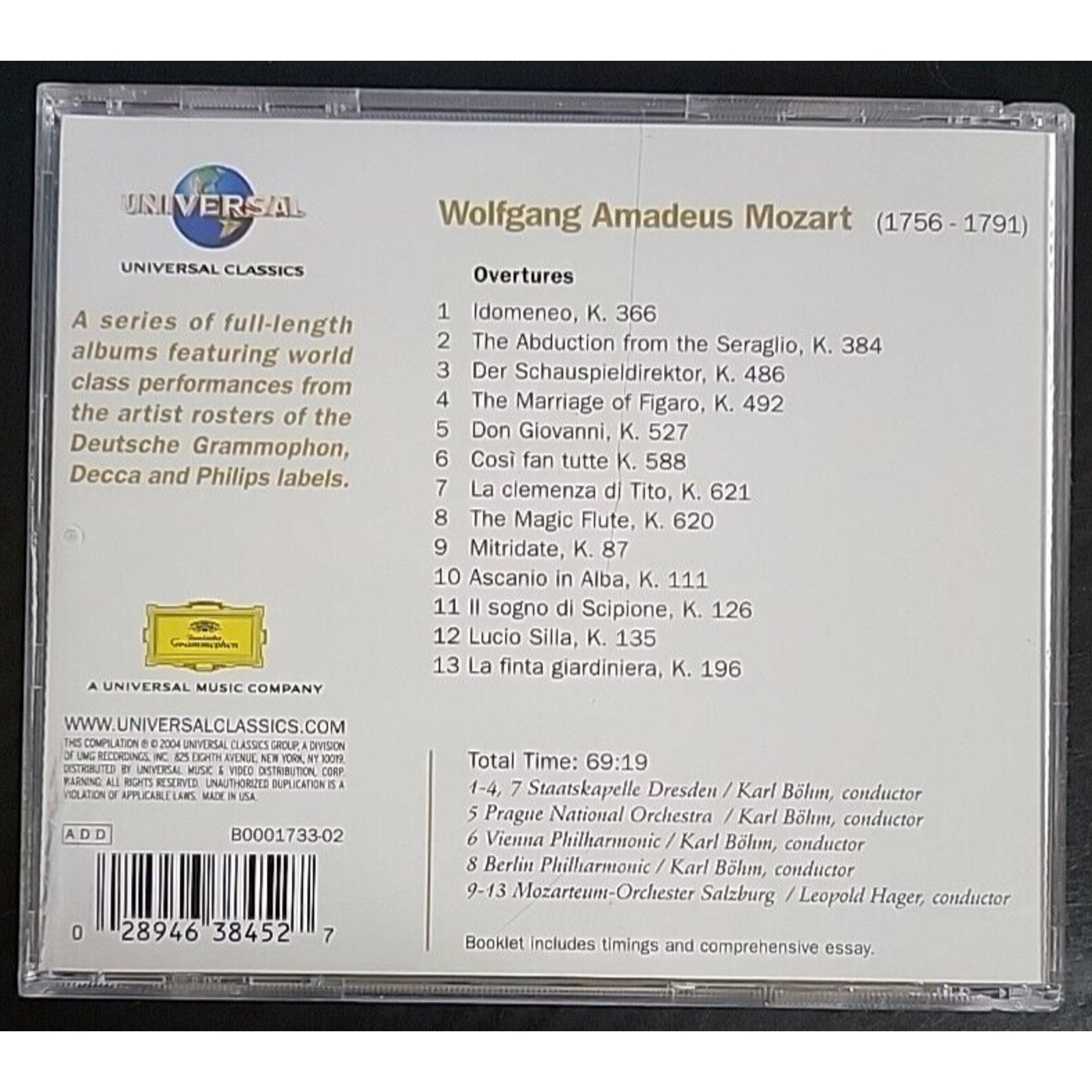 Mozart: Overtures by Various (CD, 2004, Universal Classics)
