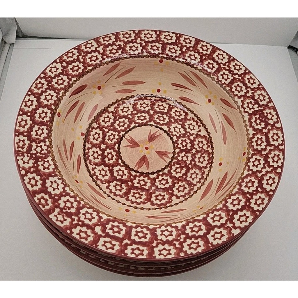 Temptations Old World Red Rim Soup Bowls (3)