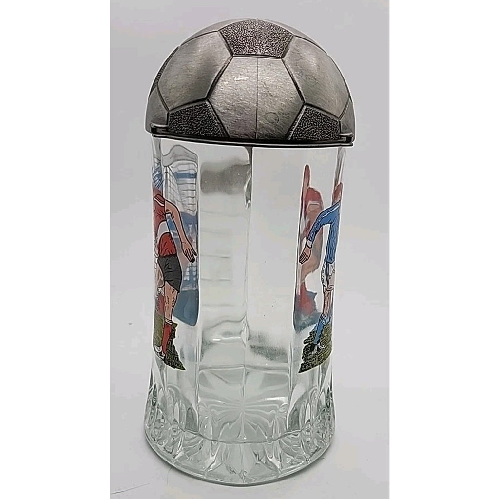 Vintage Beer Mug Beer Seidel Football 60's 50's Beer Mug Glass Tin