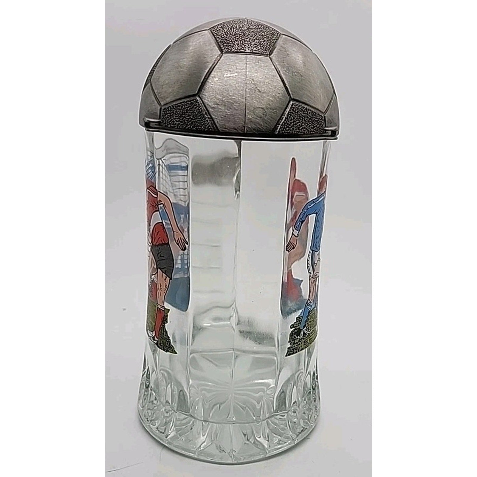 Vintage Beer Mug Beer Seidel Football 60's 50's Beer Mug Glass Tin