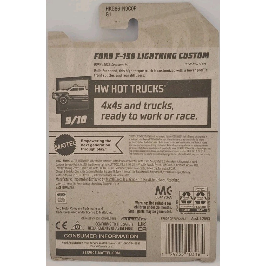 Hot Wheels Ford F-150 Lightning Custom Metal Flake Blue Hot Trucks 2023