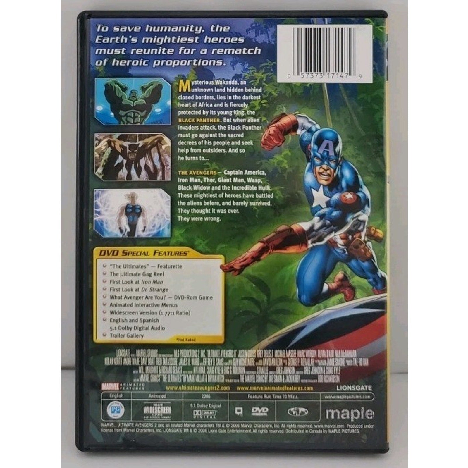Ultimate Avengers 2: Rise of the Panther (DVD, 2006, Canadian)