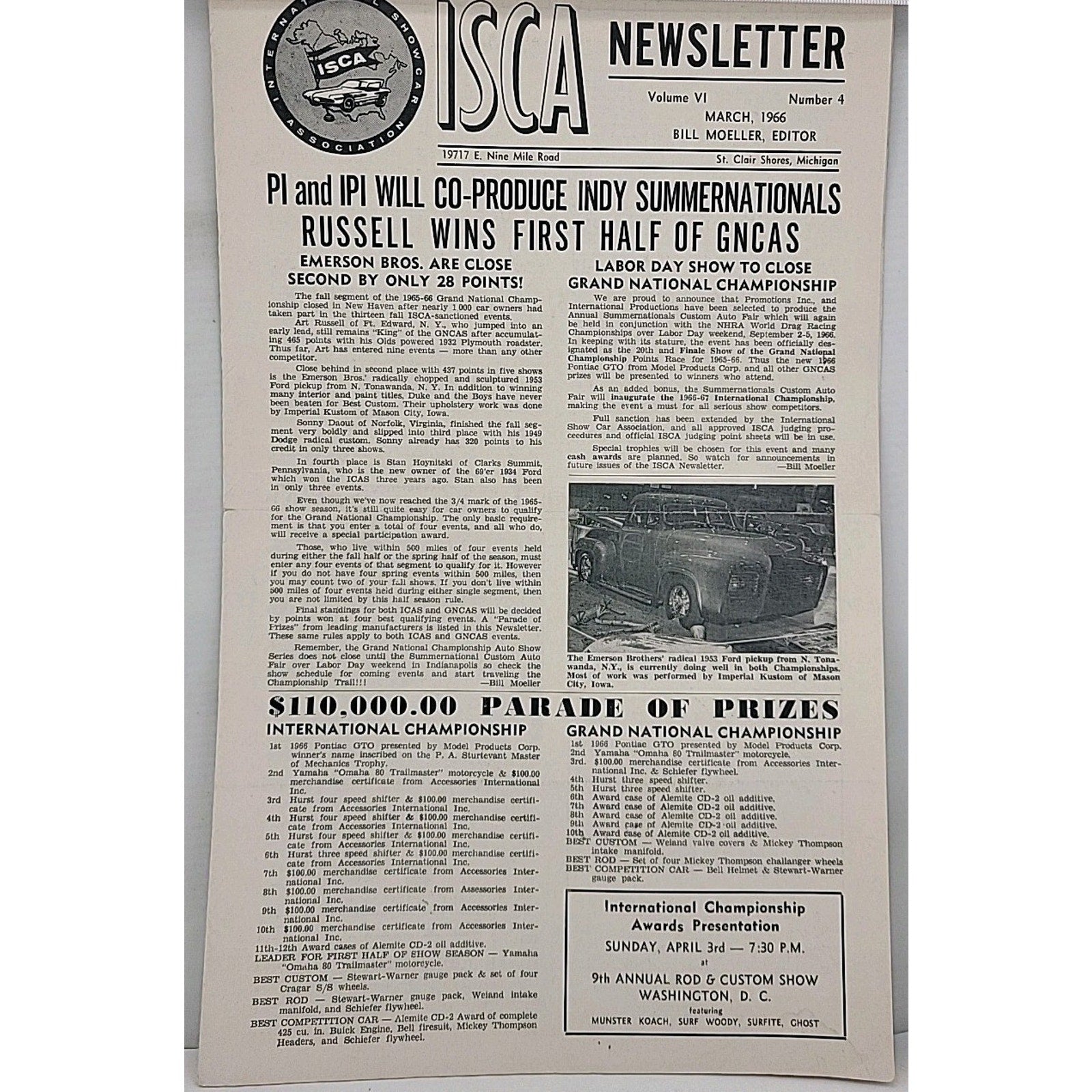 ISCA Newsletter March 1966 Volume VI Number 4