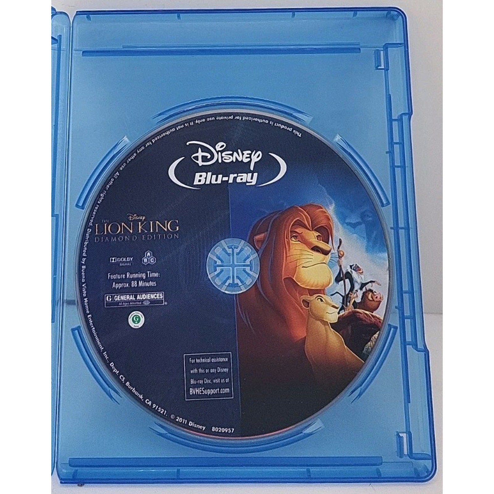 The Lion King (Blu-ray, 2011, One Disc, Diamond Edition)